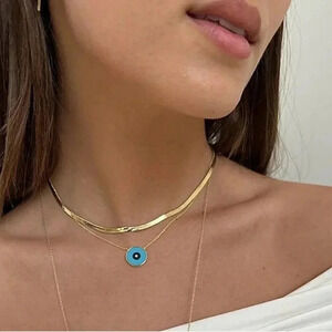 NWT Jennifer Zeuner Gold Herringbone Necklace | 14k Plated Layering Chain